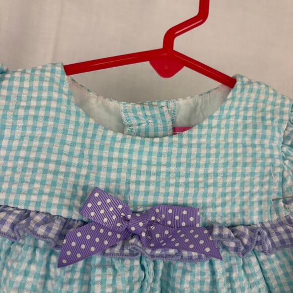 Goodlad Plaid Seersucker Bubble Romper Flowers Size 12 Months - Picture 6 of 6